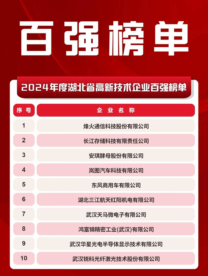 云顶集团4008位列湖北省高新手艺企业百强第三名